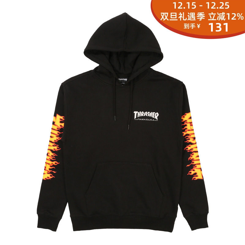 THRASHER手臂火焰印花帽衫现