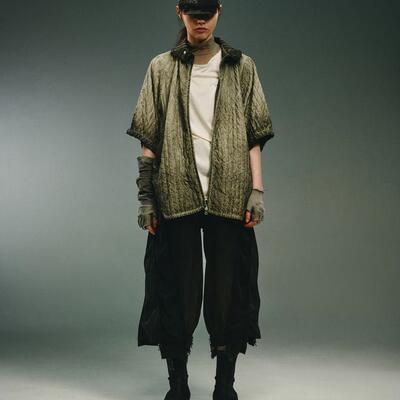 HAMCUS翻领春秋宽松纹路渲染夹克