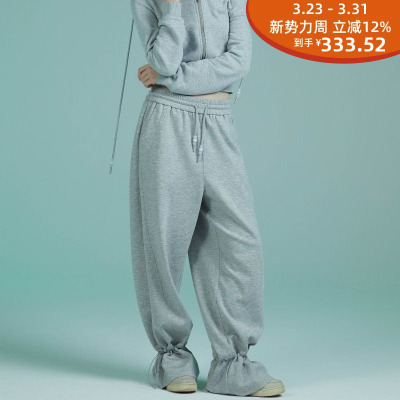 EGOFETCH灰色女式抽绳卫裤