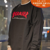 印花圆领卫衣 连帽衫 GODZILLA 经典 THRASHER 滑板男款 LOGO 款