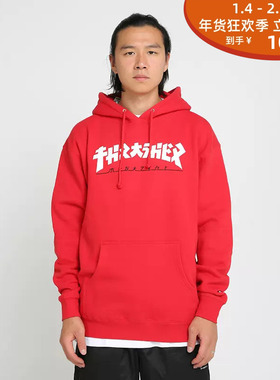 THRASHER GODZILLA HOOD哥斯拉LOGO印花连帽卫衣帽衫