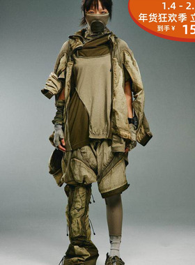 HAMCUS 24SS 渲染拼接短裤 ZM02024-2 复古街头潮流