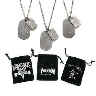 THRASHER 银色戈恩 日版火焰 SKATEGOAT标签项链 TAG NECKLACE