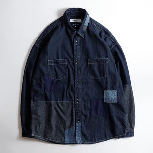 SHIRT FDMTL DENIM 衬衫 RINSE 丹宁补丁明线长袖