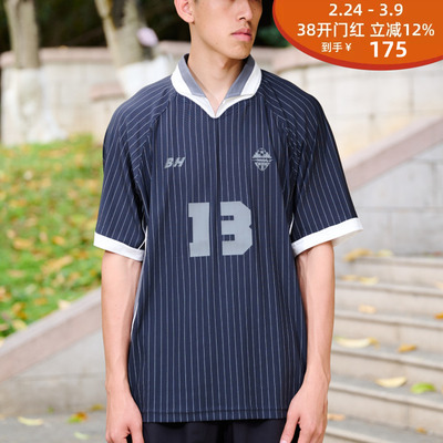 BOHRHOO拼接条纹运动短袖POLO衫