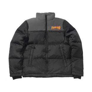 23AW THRASHER JACKET DOWN 火焰滑板外套 刺绣拼接羽绒服夹克