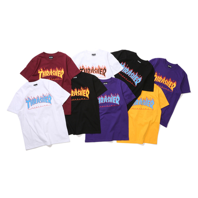 潮火焰印花情侣短袖t恤现货