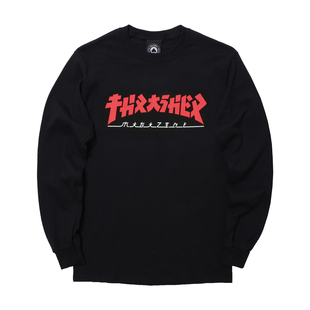 GODZILLA TEE 经典 THRASHER 款 哥斯拉胸口日文字印花长袖