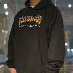 LOGO THRASHER HOOD REDUX 火焰滑板连帽卫衣 燃烧火焰印花帽衫
