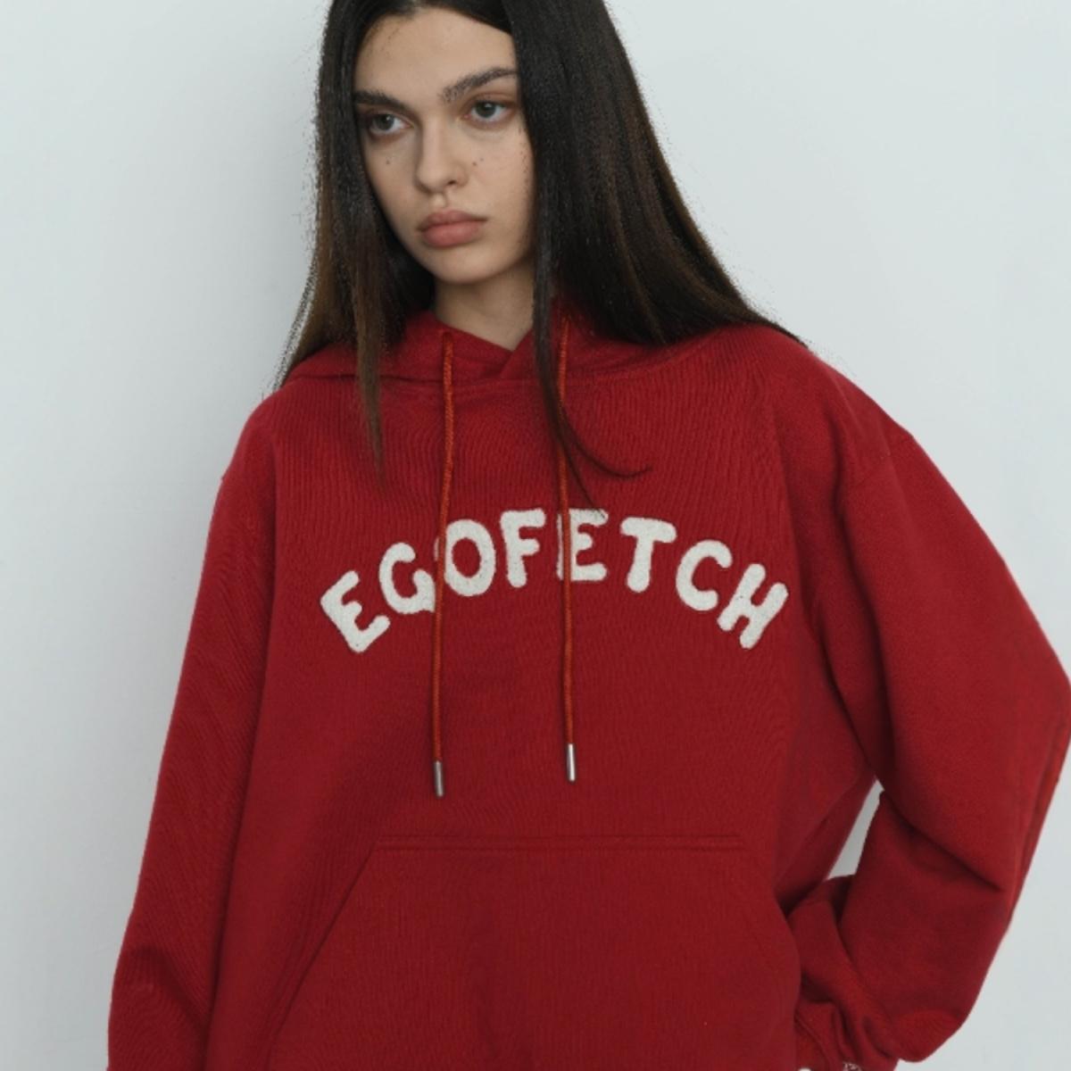 EGOFETCH字母刺绣帽衫