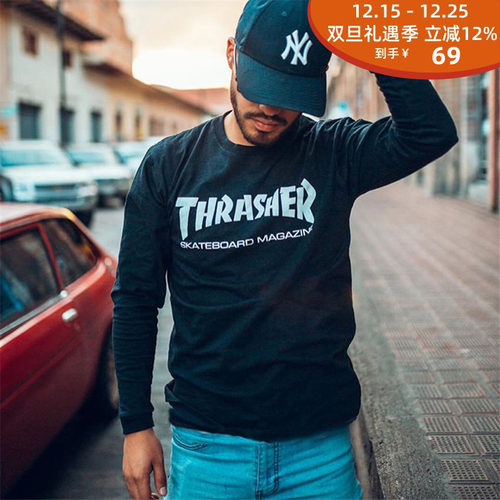 现货 潮玩艺 THRASHER 经典内搭滑板街头美版男女上衣长袖纯棉T恤