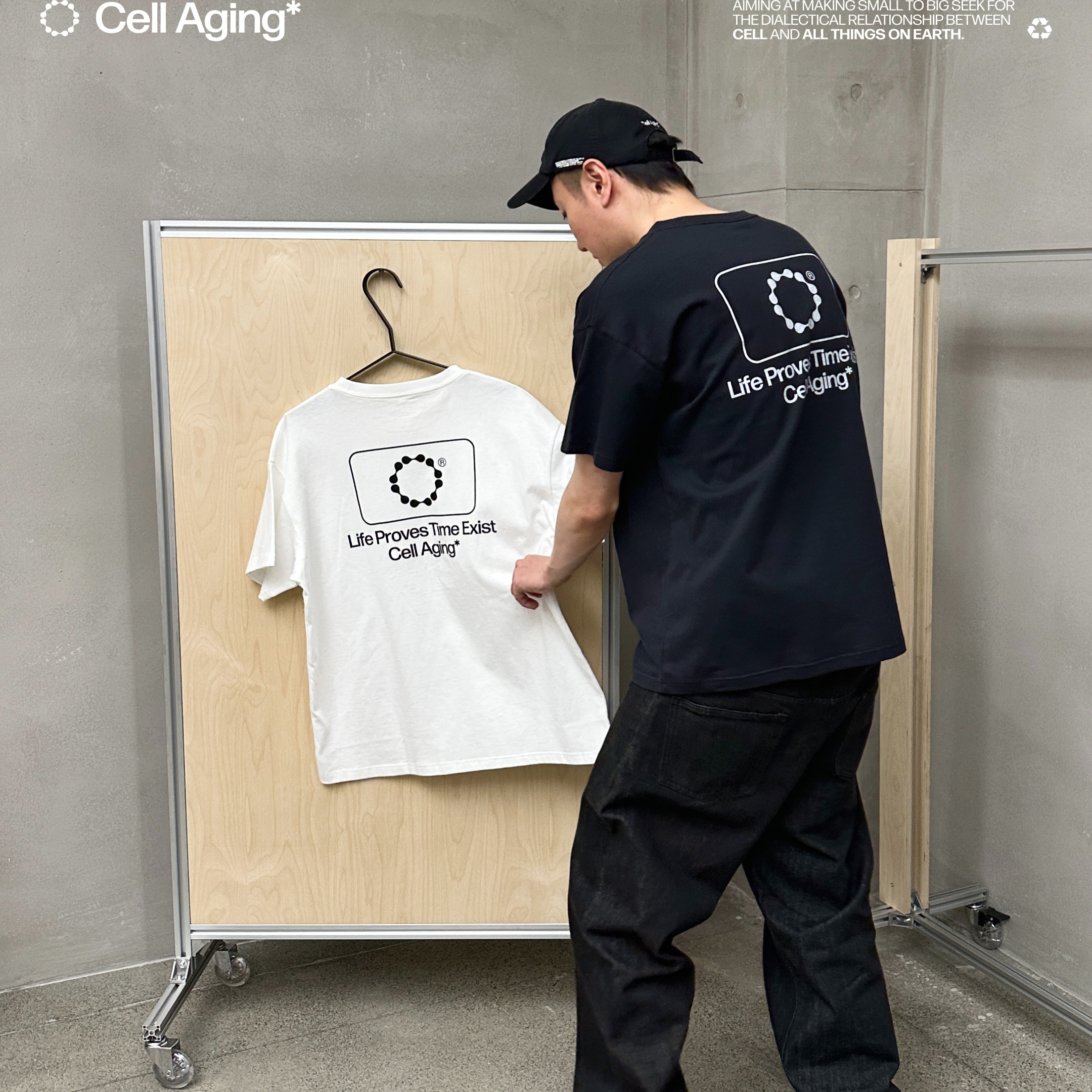 CELL AGING 25SS 黑白口袋标语短袖T恤 简约个性上衣