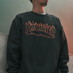 THRASHER 印花圆领镂空卫衣 RICHTER CREWNECK 经典款 火焰套头衫