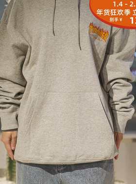 现货 潮玩艺 THRASHER JLP日版 EMBROIDERED FLAME 胸口小标帽衫