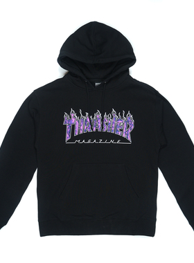 THRASHER幽灵火焰印花帽衫PURPLE GHOST FLAME HOODED SWEATSHIRT