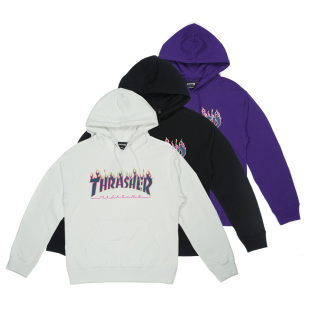 THRASHER 日版三色火焰竞速帽衫 RACING HOODED SWEATSHIRT