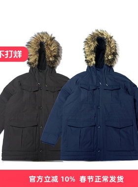 RADIUM日系宽松潮牌韩国韩版加厚新款中长款大毛领棉衣男外套N3B