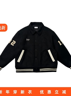 RADIUM日系复古杜邦棉黑色男夹克美式运动棒球服棉衣情侣休闲外套