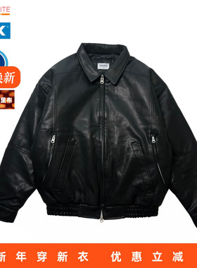 RADIUM仿绵羊皮厚pu皮棉服外套男棉衣黑色皮衣秋冬潮短阔型皮夹克