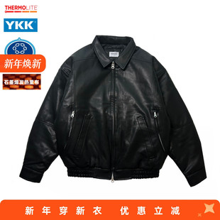 RADIUM仿绵羊皮厚pu皮棉服外套男棉衣黑色皮衣秋冬潮短阔型皮夹克