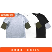 短袖 RADIUM潮牌7分袖 男TEE 纯棉假两件 余文乐纯色基础款 中袖 T恤