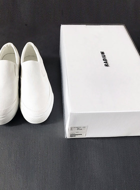 RADIUM白色乐福鞋一脚蹬春夏懒人鞋日系板鞋帆布鞋休闲男鞋小白鞋