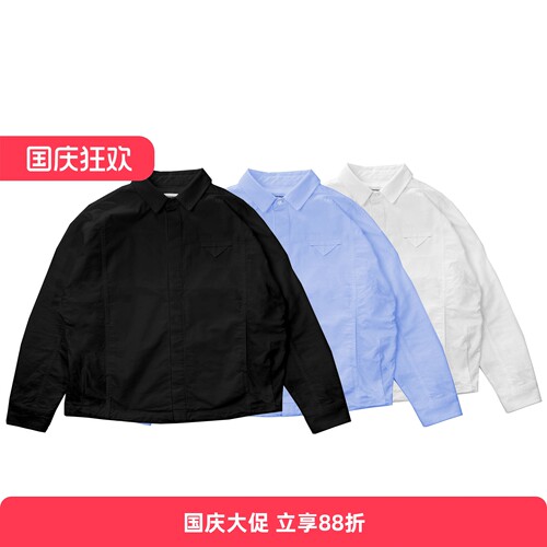 休闲风纯色廓形宽松牛津纺长袖