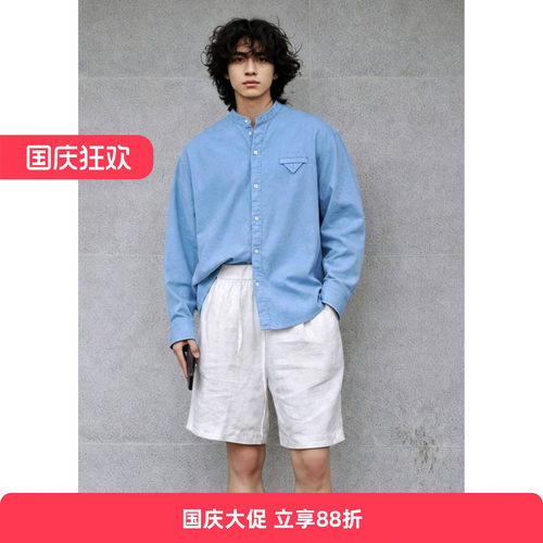RADIUM亚麻天丝立领衬衫