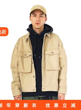 RADIUM日系复古  潮牌韩版宽松春秋冬大口袋工装牛仔夹克男装外套