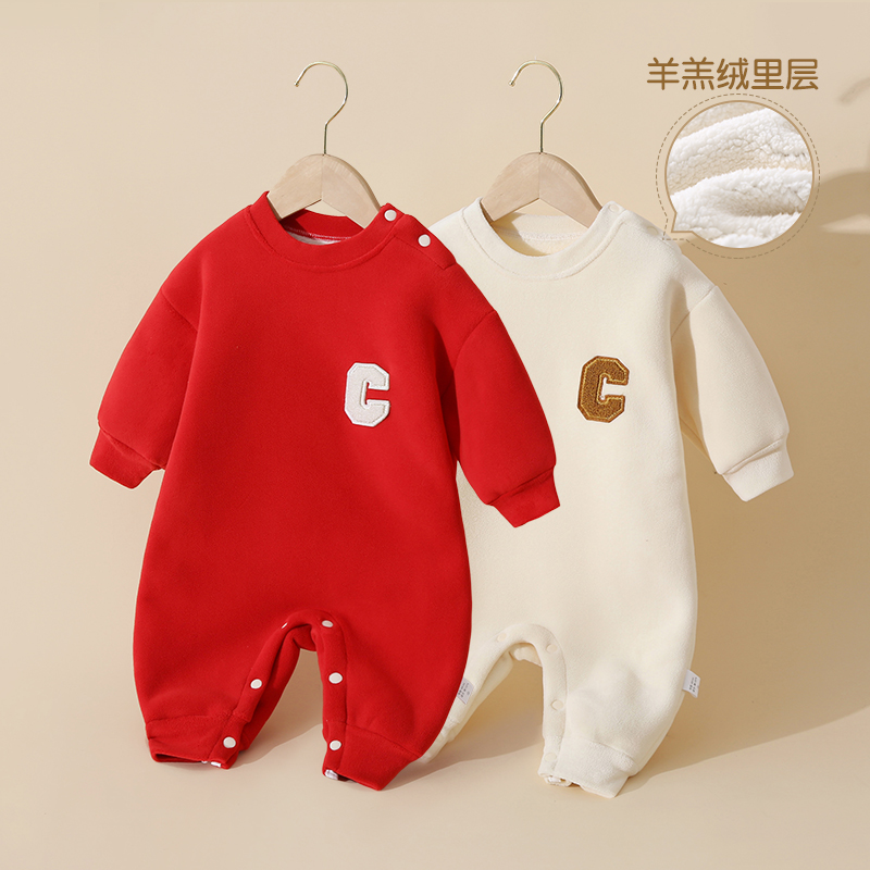 寒歌婴儿奥利绒连体衣春秋冬季