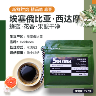 Socona埃塞俄比亚西达摩水洗精品咖啡豆227g新鲜烘焙冷萃手冲美式