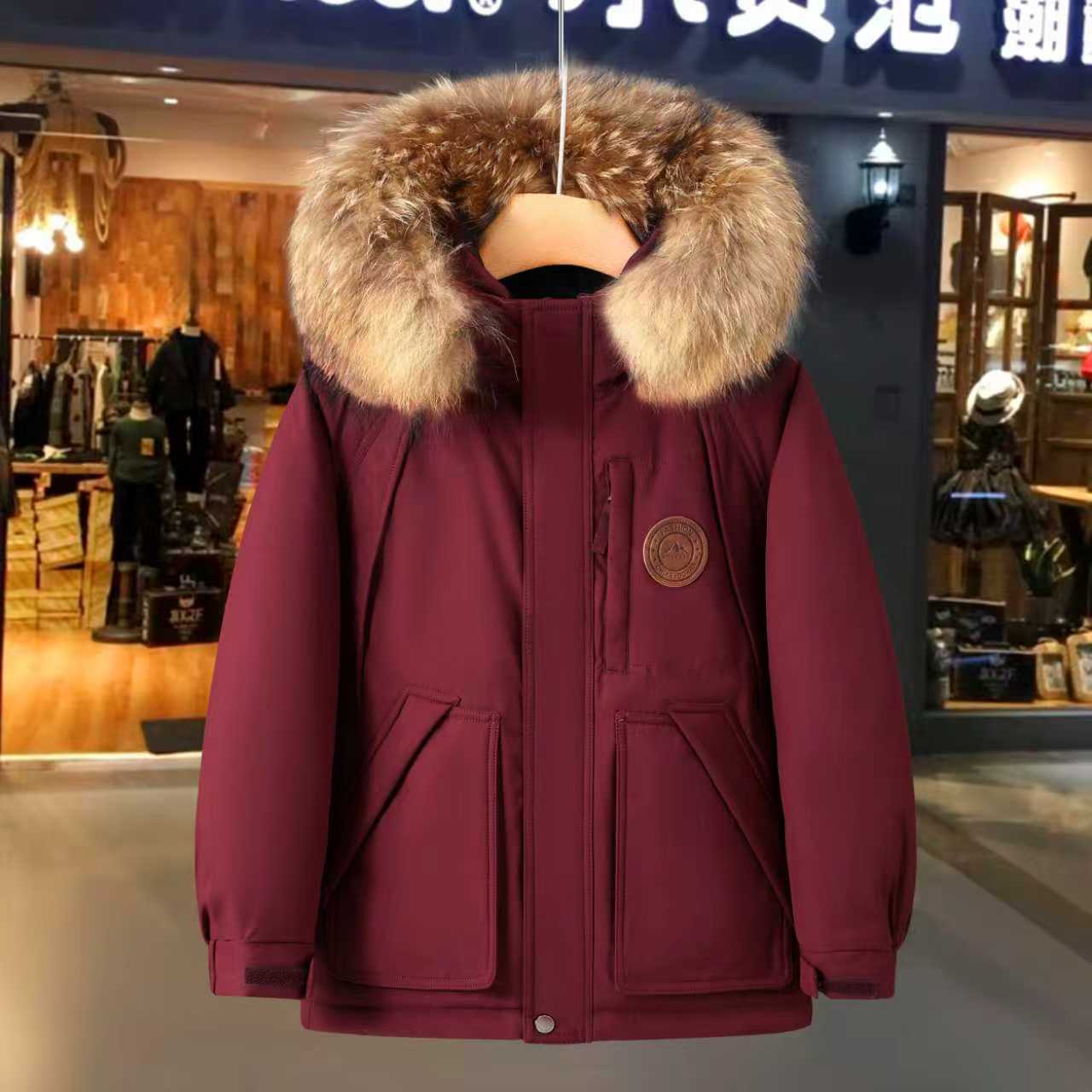大童装男童羽绒服中长款