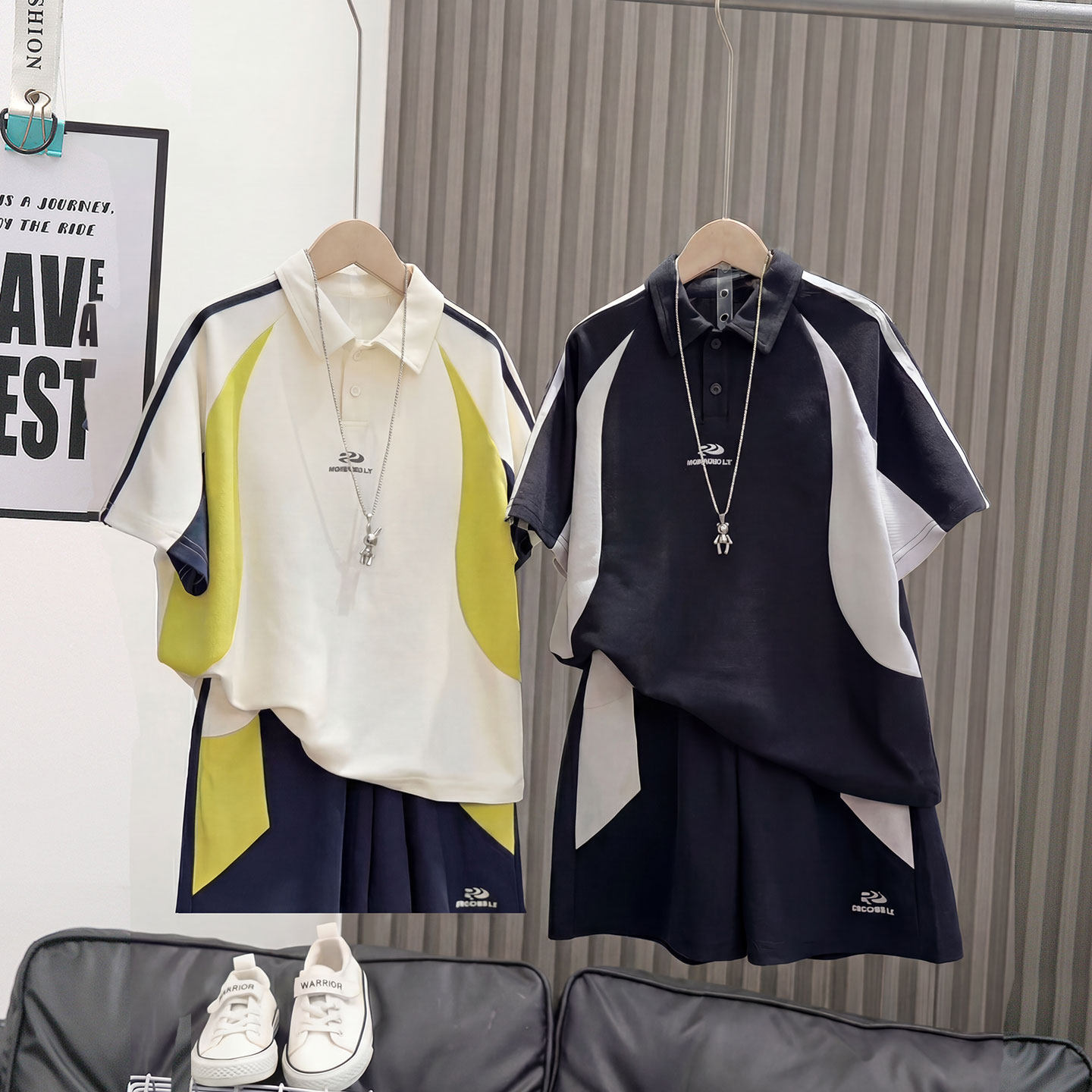 儿童装5男童套装8夏季中大童男装13男孩运动15岁女童短袖POLO衫潮