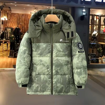 男童羽绒服中长款加厚迷彩外套
