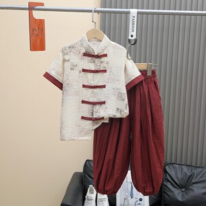 夏季男童国风短袖汉服套装