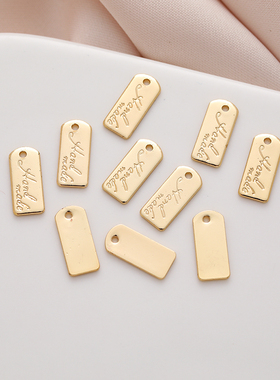 14K包金镀金保色英文字母小吊牌12*5mmdiy手工串珠延长链尾链吊饰