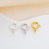 S925银扣子纯银镀黄金白金圆扣万能扣diy手工串珠手链项链链接扣