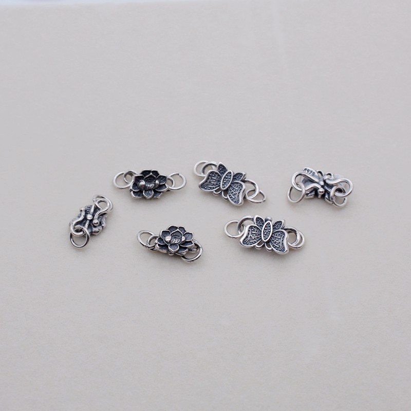 S925银扣子做旧银饰蝴蝶扣diy手工饰品手链项链链接扣S形银扣头,饰品/流行首饰/时尚饰品新,扣,淘宝优惠券,粉丝福利购,淘宝优惠卷