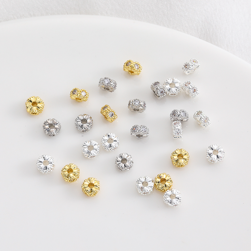 临兰铜包金镀金镶锆石隔片隔珠