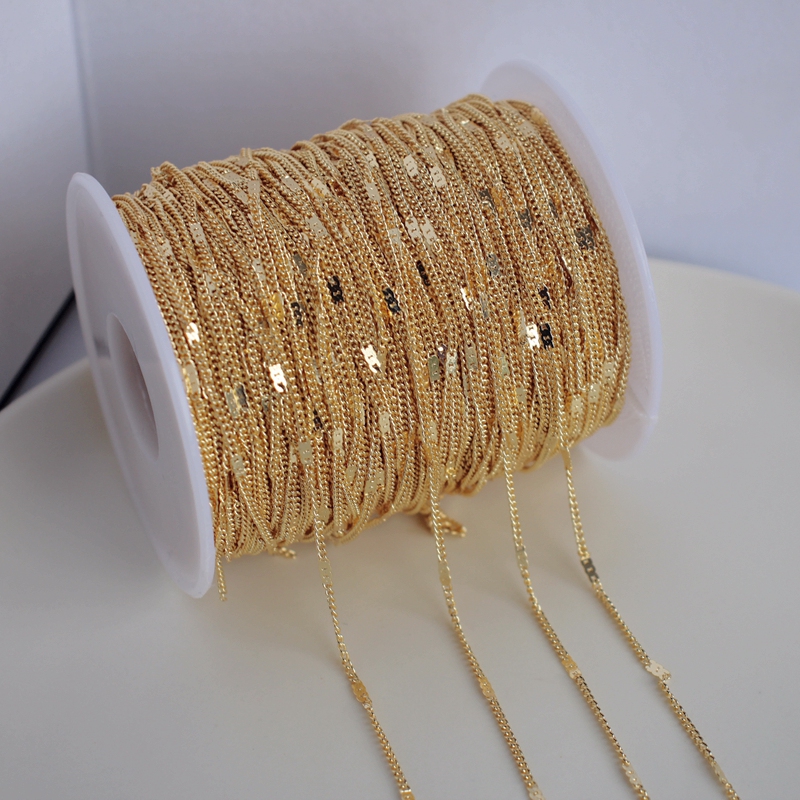 14k包金镀金保色压扁链满天星diy