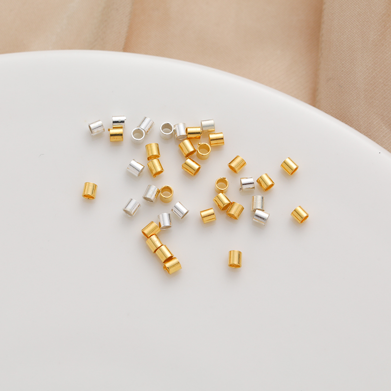 S925纯银白银定位管定位珠钢丝鱼线收尾夹扁固定材料diy手工饰品