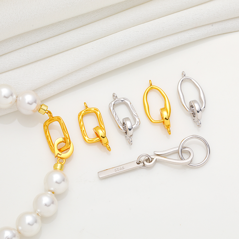 临兰纯银异形镀白金卡扣diy项链