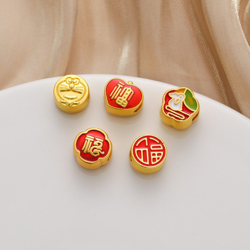 古法包金镀金大孔滴油福字寿桃隔珠diy饰品配件手工串珠手链配珠,饰品/流行首饰/时尚饰品新,其他DIY饰品配件,淘宝优惠券,粉丝福利购,淘宝优惠卷