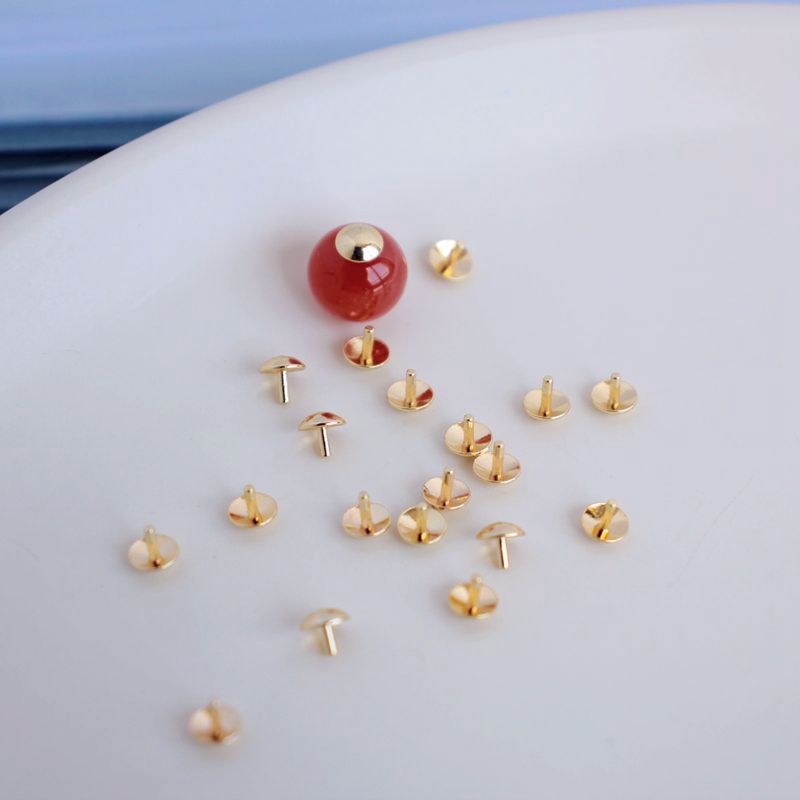 14K包金保色珍珠水晶玛瑙圆珠珠孔堵头diy手工饰品项链耳环珠托