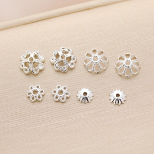 保色包银镀银镂空花托花帽diy饰品配件串珠手工饰品手链耳环材料