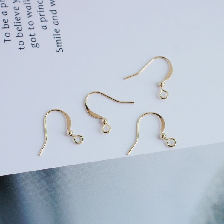 14K包金镀真金保色带珠扁耳钩diy自制手工串珠耳环防过敏耳饰配件,饰品/流行首饰/时尚饰品新,其他DIY饰品配件,淘宝优惠券,粉丝福利购,淘宝优惠卷