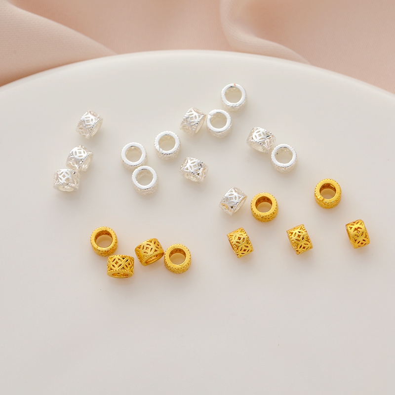 古法包金镀银保色镂空钱币车轮diy手工串珠手链项链隔珠配饰材料