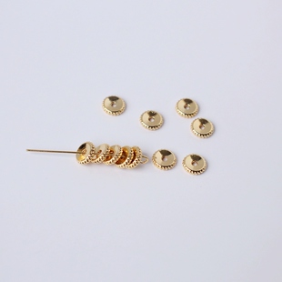 14K包金镀浅金保色车轮隔片6mm自制diy串珠手链散珠隔片配珠材料