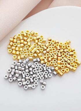 14K18K包金镀金铜镀白金短管2*2.5mmdiy手工串珠手链项链隔珠配珠