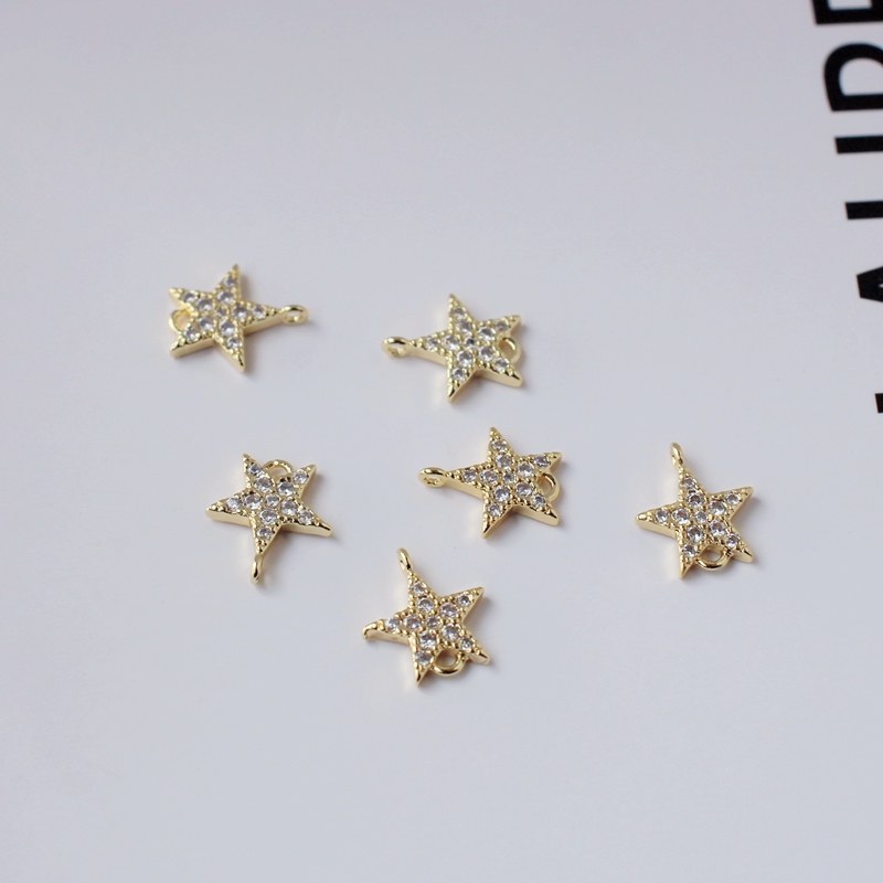 14K包金镀真金保色五角星锆石链接配件diy手工耳饰配饰材料宽10mm,饰品/流行首饰/时尚饰品新,其他DIY饰品配件,淘宝优惠券,粉丝福利购,淘宝优惠卷